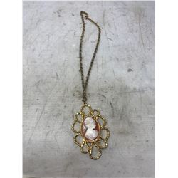 Beautiful "Cameo" Pendant And Locket On Chain