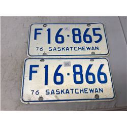 1976 Saskatchewan Farm Plates Number In Sequence