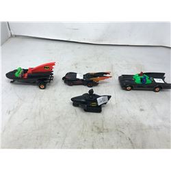 Vintage Lot Of Batman Toys - Boat Trailer & Car, Push & Go Batmobile - H.O. Electric Car