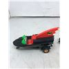 Image 2 : Vintage Lot Of Batman Toys - Boat Trailer & Car, Push & Go Batmobile - H.O. Electric Car