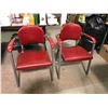 Image 1 : One Pair Of Mid Century Modern Red Vinyl Industrial Arm Chairs