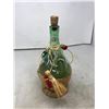 Image 2 : Green Glass Coal Oil Lamp And Italian Wicker Wrap Wine Bottle