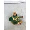 Image 3 : Green Glass Coal Oil Lamp And Italian Wicker Wrap Wine Bottle