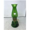 Image 4 : Green Glass Coal Oil Lamp And Italian Wicker Wrap Wine Bottle