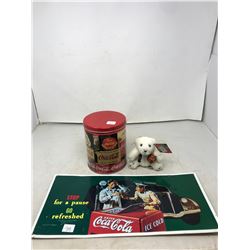 Coca-Cola Advertising Sign, Tin & Coca-Cola Bear