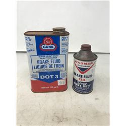Vintage Cone Top Warners And Gunk Brake Fluid Tins - Full