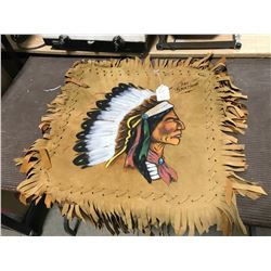 Chief Blackhawk  - Hanging Leather Wall Art 25" X 25"