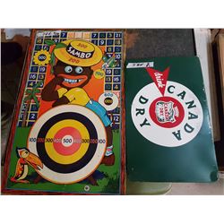 Canada Dry Sign & Vintage Metal Monkey Game