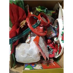 Tree Stand  & Cords & Plate & Misc. Christmas Decorations