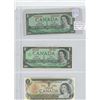 Image 1 : Lot of 3 Canadian $1 notes: 1954 Modified Portrait, Beattie-Rasminsky signatures. BC-37bi, AU; 1867-