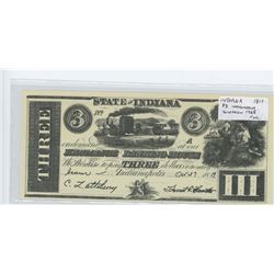 State of Indiana 1819 $3 Replica. Reverse has advertising for Indianapolis Coin Show, 1968.  Unc.