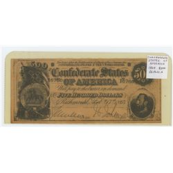 Confederate States of America 1864 $500 Replica. Richmond, Virginia. Stonewall Jackson portrait. EF.