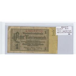 Germany, Weimar Republic 1923 1 Rentenmark. Issued by the Deutsche Rentenbank. VG.