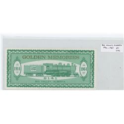Big Valley, Alberta 1914-1964 Jubilee Souvenir Dollar Scrip. Face depicts old CN train. Scarce. Unc.