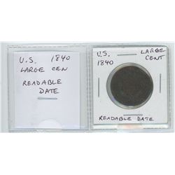 U.S. 1840 Large Cent. Readable Date.