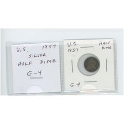 U.S. 1857 Half Dime. G-4.