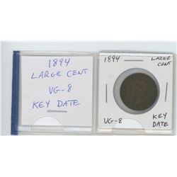 1894 Canadian Victorian Large Cent. VG-8. Key Date.