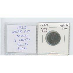 1923 Near Rim nickel 5 cents. VF-30. nice.