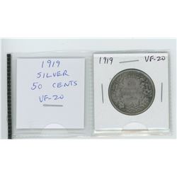 1919 silver 50 cents. VF-20.