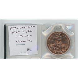 Royal Canadian Mint Medal. Depicts both the Ottawa and Winnipeg mints. BU.