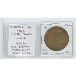 Penticton, BC 1962 Trade Dollar. BC-2. The second trade dollar issued in BC. Unc.