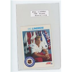 Eric Lindros NHL Hockey card. Score 1991. First Round Draft Choice. Unc.