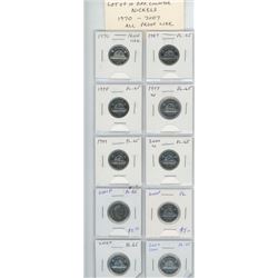 Lot of 10 different Collector Nickels 1970 – 2007. 1970, 1987, 1994, 1997W, 1999, 2000W, 2001P, 2004