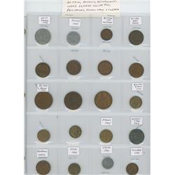 Lot of 20 different World War II coins 1939-1945 including Vichy France, France, Great Britain, Jama