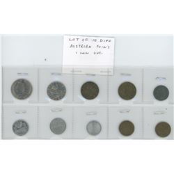Lot of 10 different Austrian coins. 1 Unc.