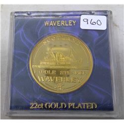 Waverley Paddle Steamer 22 karat gold plated medal. In case of issue.