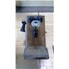 Image 1 : ANTIQUE OAK BOX WALL MOUNTED TELEPHONE AND SOME PARTS