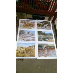6 FISHING AND HUNTING PRINTS