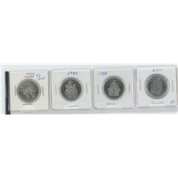 1979 round bust, 1990, 1998, 2011 mint state fifty cent coins