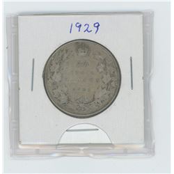 1929 Canada silver fifty cent coin
