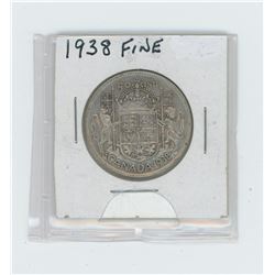 1938 Canada silver fifty cent coin