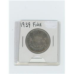 1939 Canada silver fifty cent coin