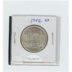 1942 narrow date Canada silver fifty cent coin