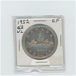 1952 no water line Canada silver dollar