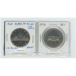 1968 Dbl horizon line, 1973 P.E.I nickel dollars