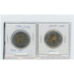 1996-2006 Churchill pixie ear & 1608-2008 Quebec toonies