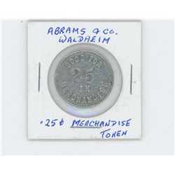 Abrams & CO.-Waldheim, good for .25 cents in merchandise