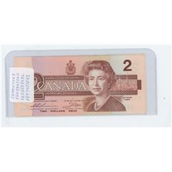 four- 1986 bank of Canada two dollar bills choice UNC