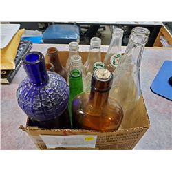BOX OF MISC BOTTLES (COCA-COLA, CANADA DRY, ETC)