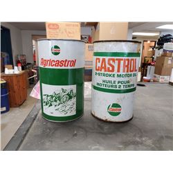2 X CASTROL OIL TINS (ONE FULL)
