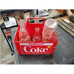 COKE CRATE W/ 7 BOTTLES