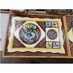 3 X OLD CANVAS CUBA ART PCS