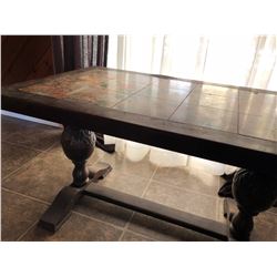 Antique Coffee Table 35W x 21"T w/ hand painted tiles circa 1800’s from England
