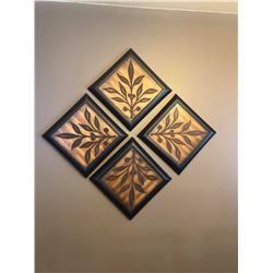 Wall Decor – Carved Wood & Metal Approx size per tile - 12”x12”