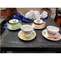 4 TEACUPS & SAUCERS
