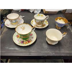5 TEACUPS & 3 SAUCERS